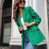 ENDL-001 Priestly Pocketed Tweed Blazer - Emerald - FINAL SALE