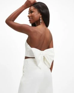 MABL-001 Put A Bow On It Strapless Crop Top - White - FINAL SALE