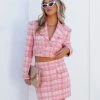 ENDL-001 Rayanne Pocketed Crop Tweed Blazer - Pink - FINAL SALE