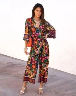 DRES-001 Rio Satin Printed Jumpsuit - FINAL SALE