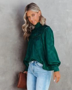 AEOM-001 Rococo Mock Neck Top - Pine - FINAL SALE