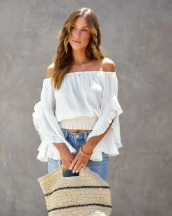 HYFV-001 Rosalynn Off The Shoulder Ruffle Top - White