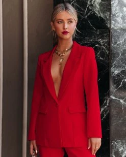 SUGA-001 Runway Pocketed Blazer - Red - FINAL SALE