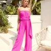 TYCH-001 Ryann Strapless Wide Leg Jumpsuit - Fuchsia