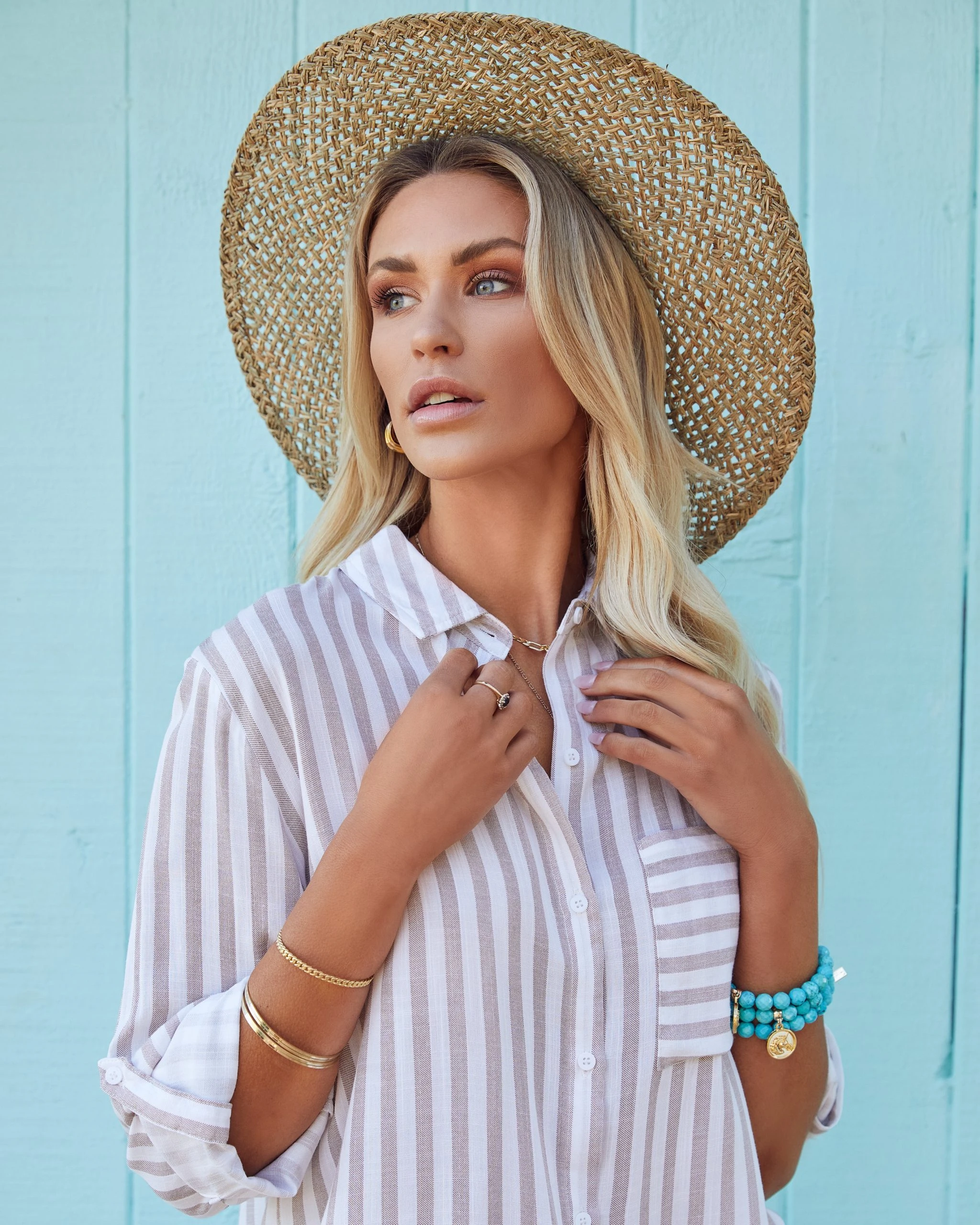 AAKA-001 Salty Air Striped Button Down Top - FINAL SALE - Image 12