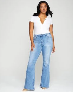 FLYI-001 Sara High Rise Distressed Bell Bottom Denim - FINAL SALE