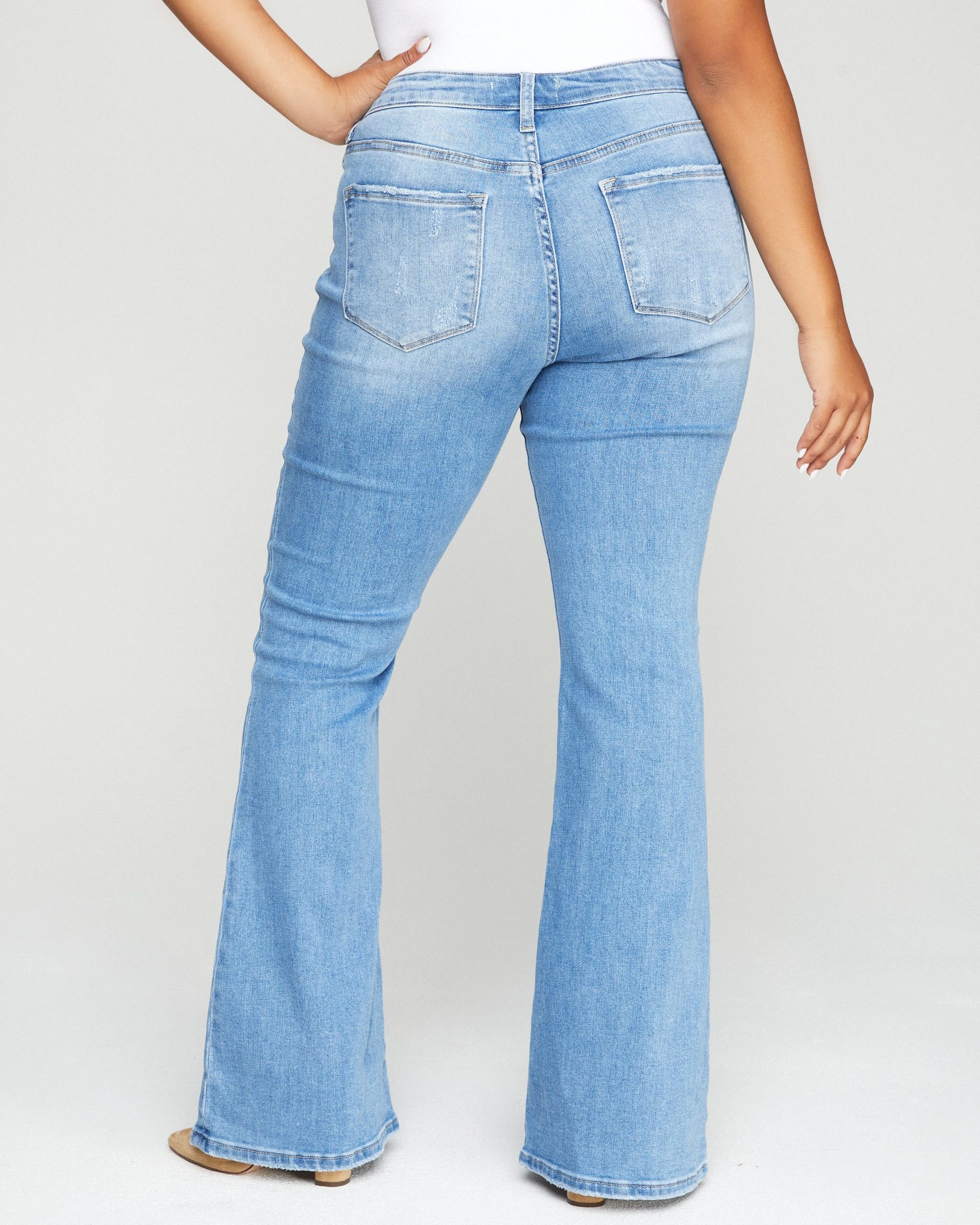 FLYI-001 Sara High Rise Distressed Bell Bottom Denim - FINAL SALE - Image 2