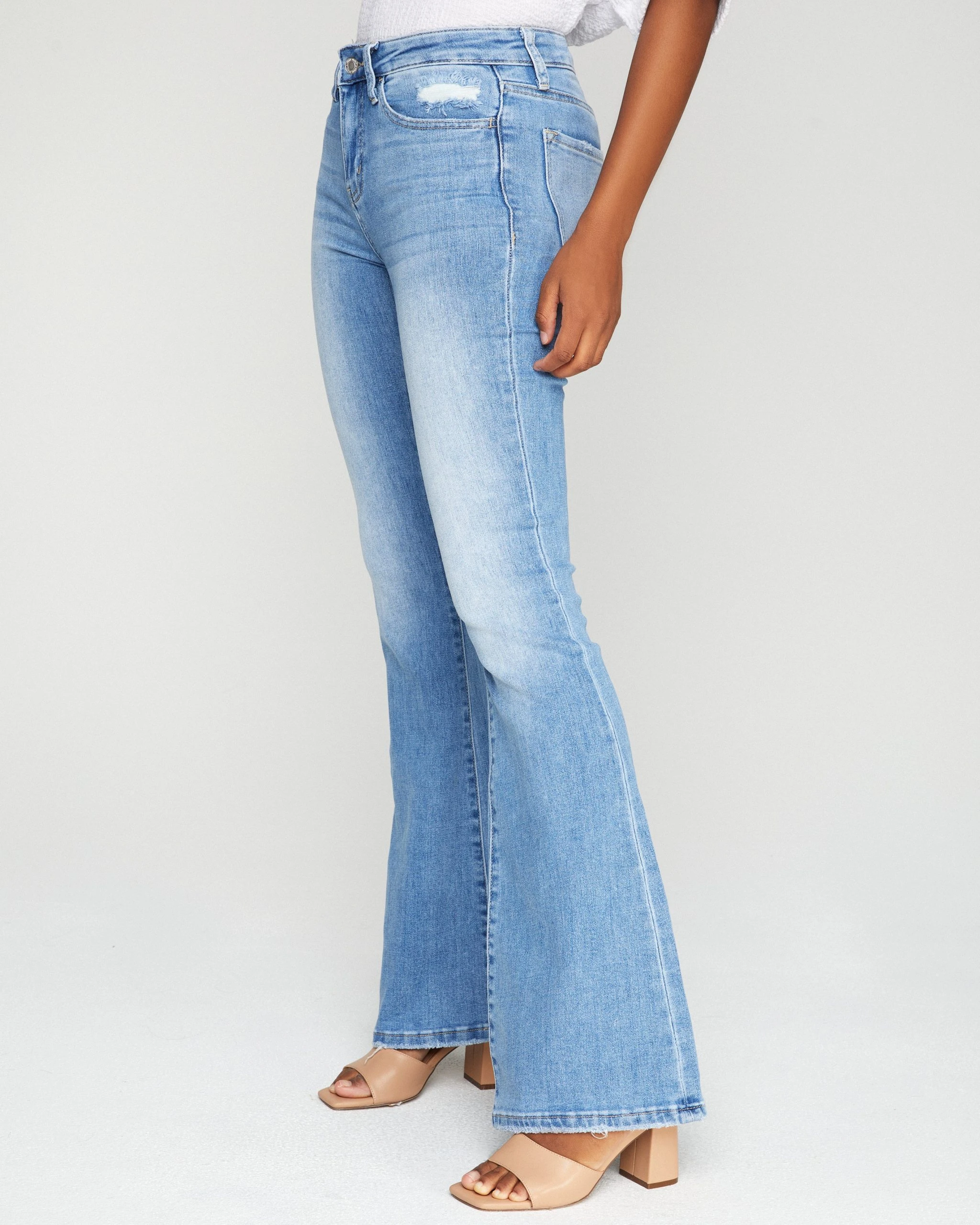 FLYI-001 Sara High Rise Distressed Bell Bottom Denim - FINAL SALE - Image 5