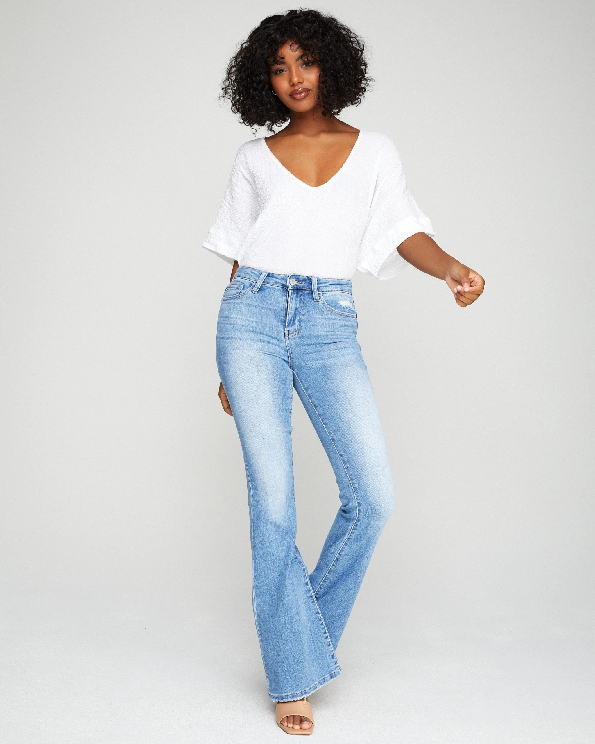 FLYI-001 Sara High Rise Distressed Bell Bottom Denim - FINAL SALE - Image 4