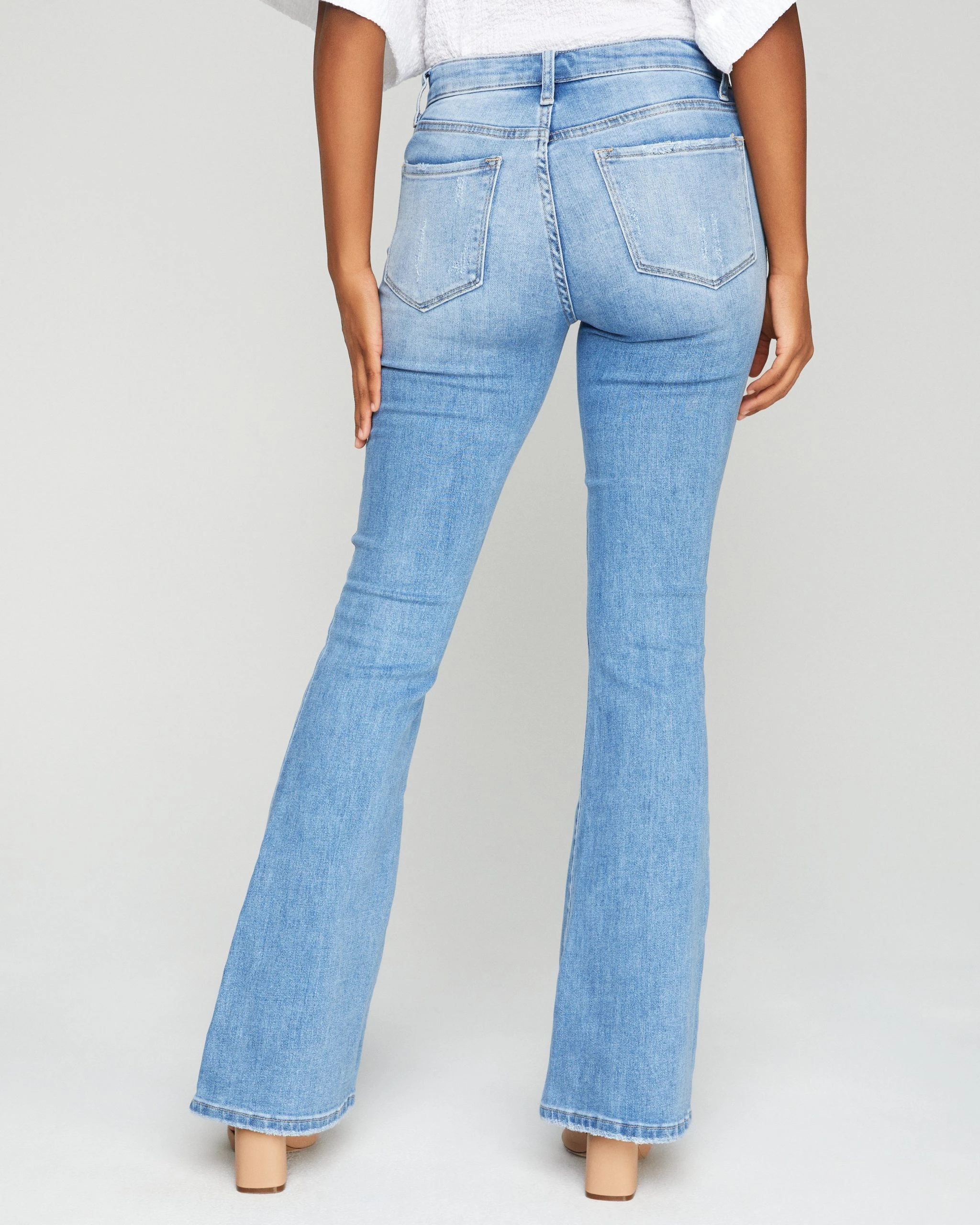 FLYI-001 Sara High Rise Distressed Bell Bottom Denim - FINAL SALE - Image 6