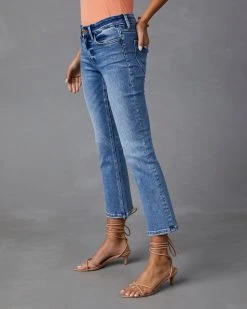 FLYI-001 May Mid Rise Cropped Flare Jeans – Medium Wash 