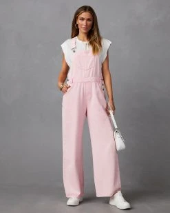 SHE -001 Delta Pocketed Overalls - Pink 