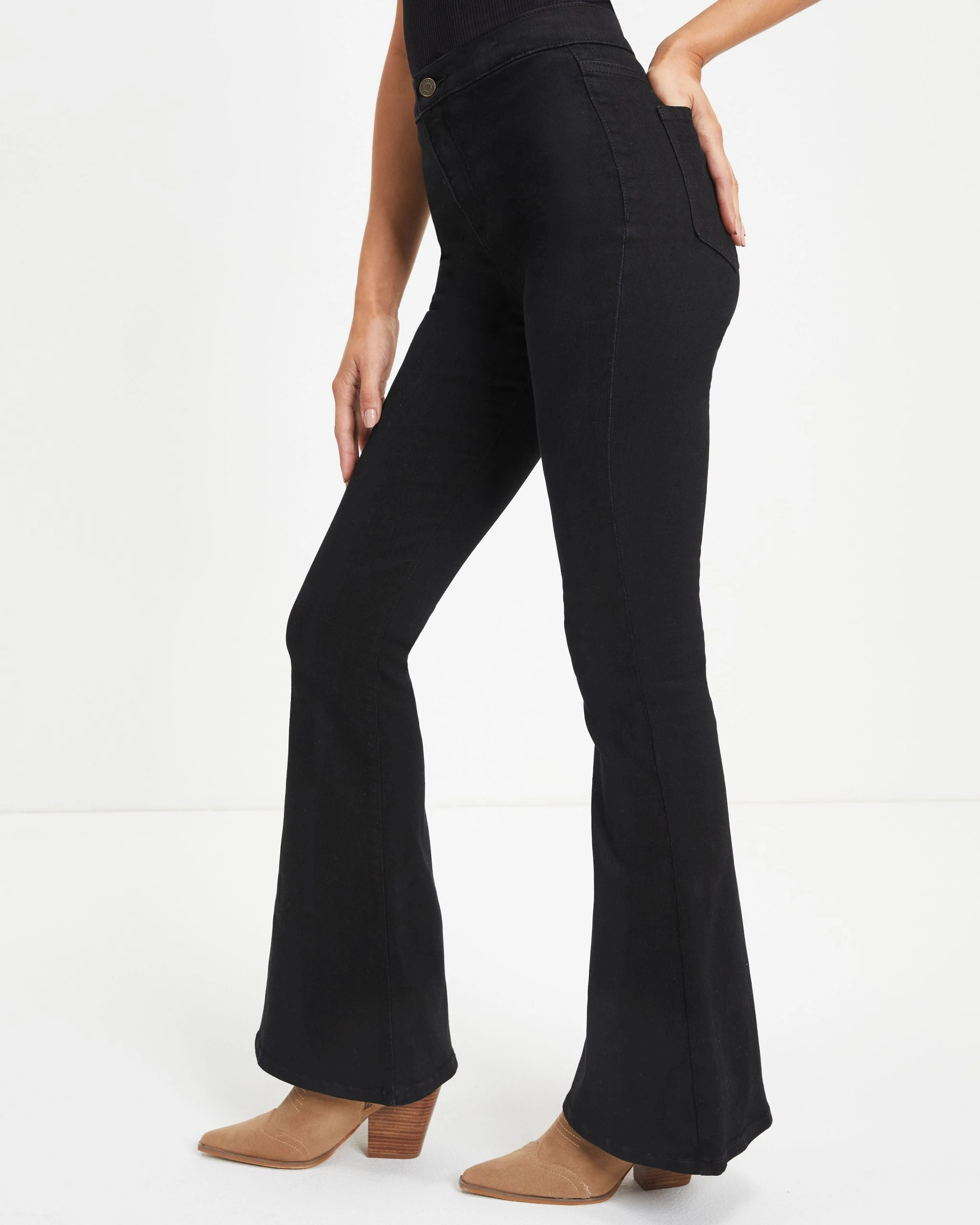 SNEA-001 Sanderson High Rise Stretch Flare Jeans - Black - FINAL SALE - Image 5