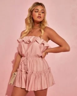 HYFV-001 Sandy Afternoons Strapless Romper - Pink