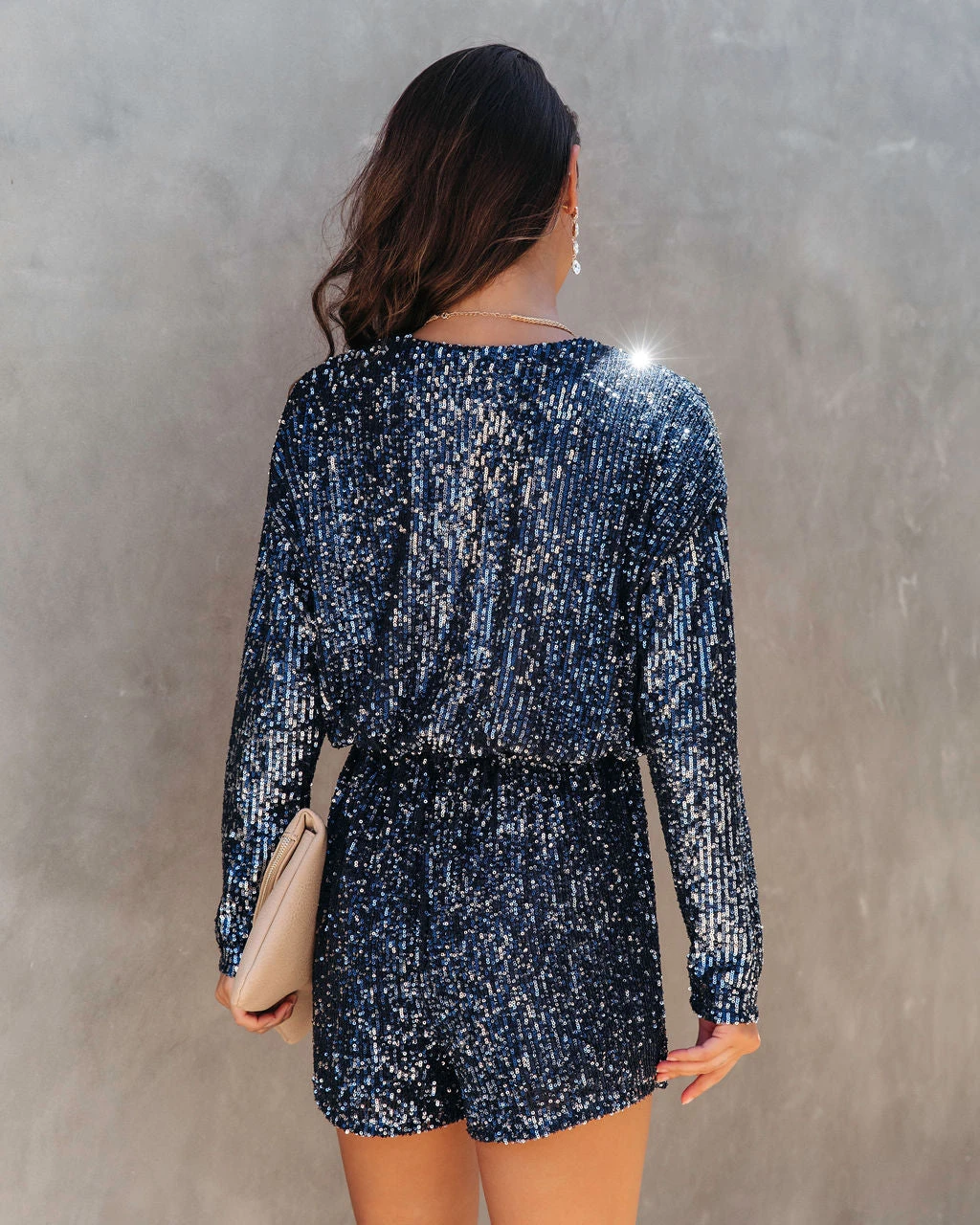 ENDL-001 Shine Bright Sequin Romper - Navy - FINAL SALE - Image 2