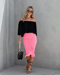 LA M-001 Sunkissed Dreaming Off The Shoulder Blouse - Black - LAST CHANCE