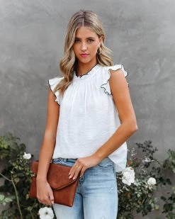 ENDL-001 Taurus Ruffle Top - White - FINAL SALE