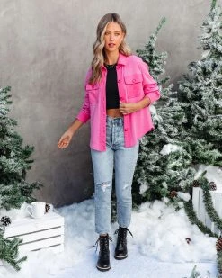 ENDL-001 Tiffani Waffle Knit Button Down Top - Pink - FINAL SALE