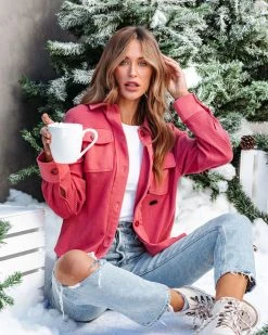 ENDL-001 Tiffani Waffle Knit Button Down Top - Rose - FINAL SALE