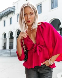 FLAW-001 Trixie Front Tie Top - Red - FINAL SALE