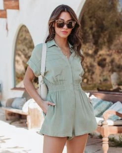 OLIA-001 Trooper Utility Romper - Olive - SALE