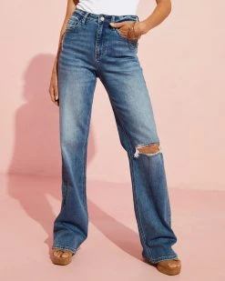 FLYI-001 Paltrow High Rise Distressed Jeans - Dark Wash