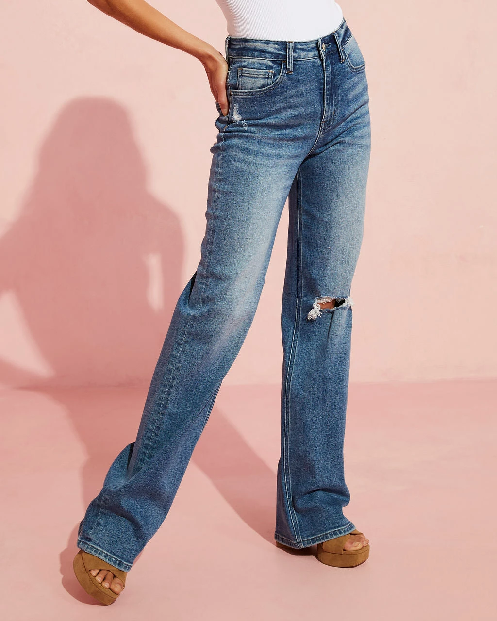 FLYI-001 Paltrow High Rise Distressed Jeans - Dark Wash - Image 7