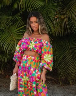 SALT-001 Down In Rio Cotton Printed Off The Shoulder Top - SALE