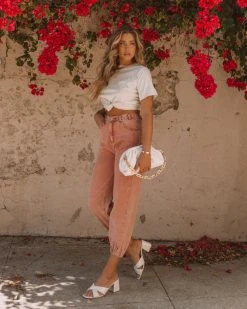 POL-001 Mara Vintage Wash Denim Joggers - Powder Brick - FINAL SALE