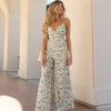 AAKA-001 Chasing Dreams Floral Cotton Blend Wide Leg Jumpsuit