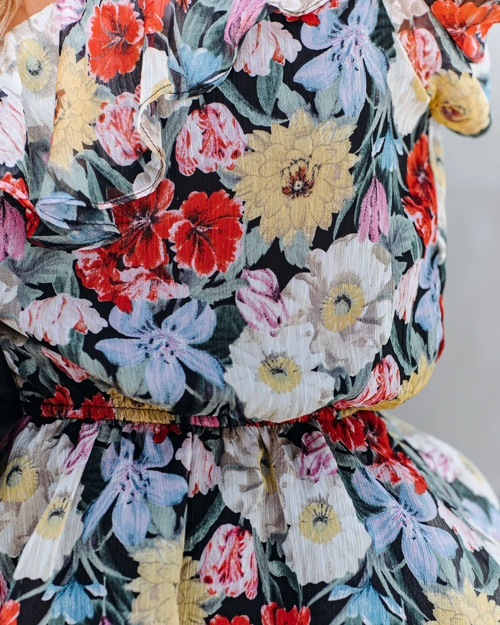 AAKA-001 Zayden Floral Chiffon One Shoulder Peplum Blouse - FINAL SALE - Image 4