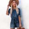 FLAW-001 Aeron Cotton Pocketed Chambray Romper - Dark Denim - FINAL SALE