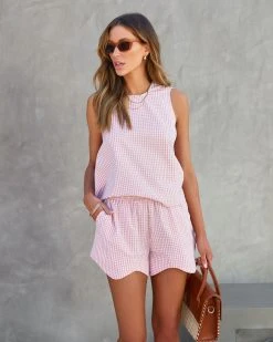 MOD -001 Afternoon Dates Gingham Cotton Blend Top - SALE