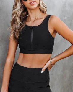 MONO-001 All Set Zip Up Sports Bra - Black - SALE
