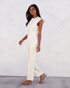 EMOR-001 All Time Classic Tailored Jumpsuit - Cream - SALE
