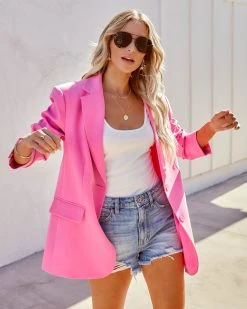 ENDL-001 Aria Pocketed Blazer - Pink - FINAL SALE