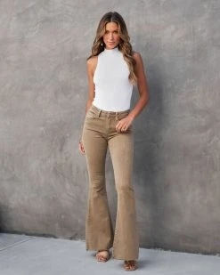 FLYI-001 Autumn High Rise Bell Bottom Denim - Mocha