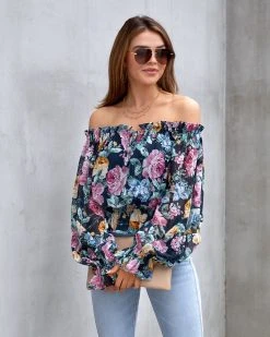 DRES-001 Beautiful Night Chiffon Off The Shoulder Blouse - FINAL SALE