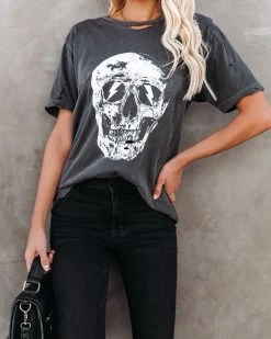 LULU-001 Blind For Your Love Distressed Cotton Skull Tee - FINAL SALE