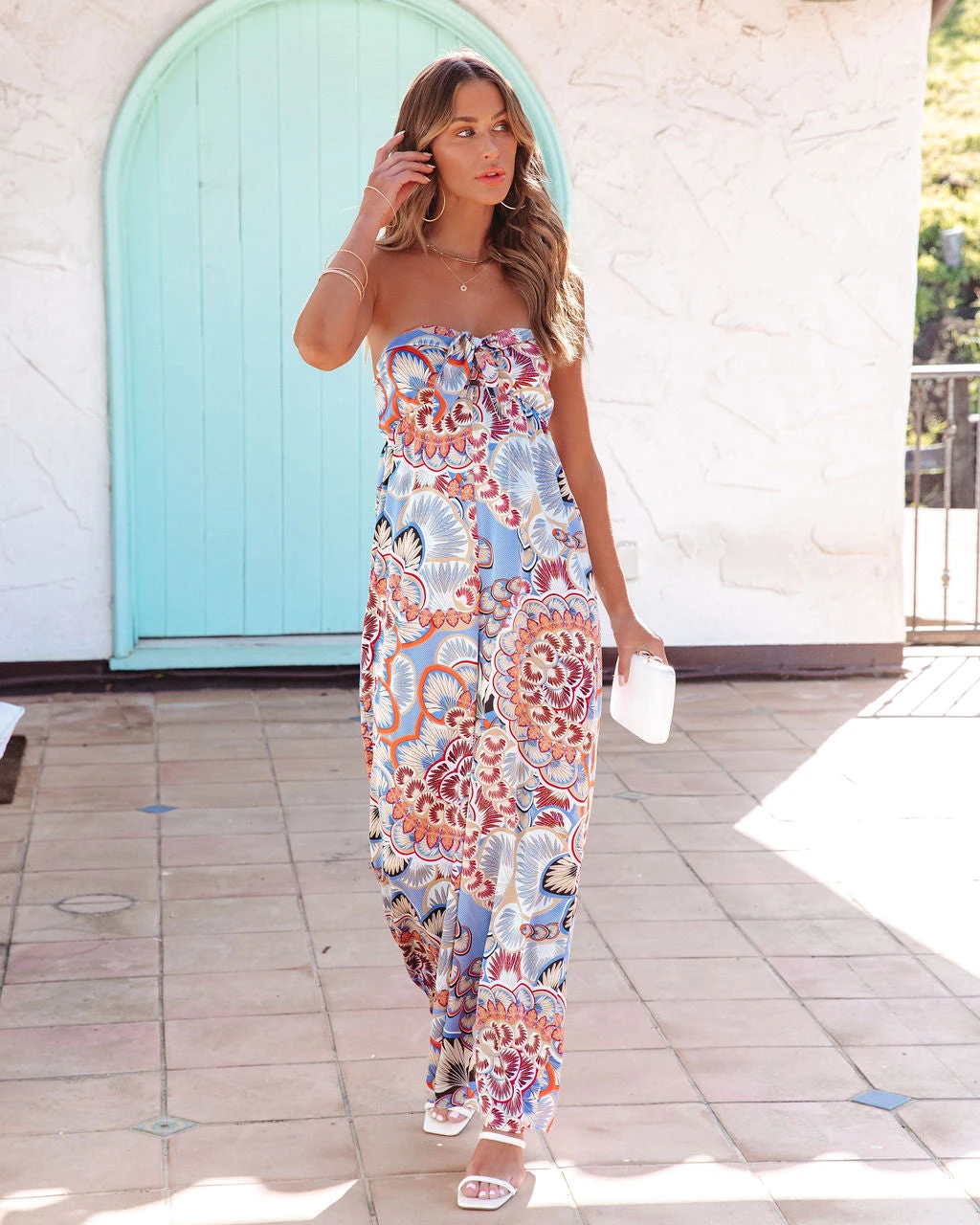 ACOA-001 Breath Of Fresh Air Satin Printed Strapless Jumpsuit - SALE - Image 3