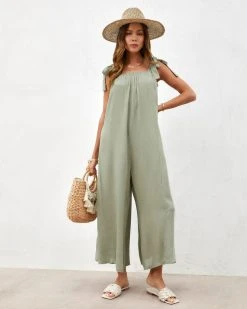 HYFV-001 By The Sea Shoulder Tie Jumpsuit - Sage