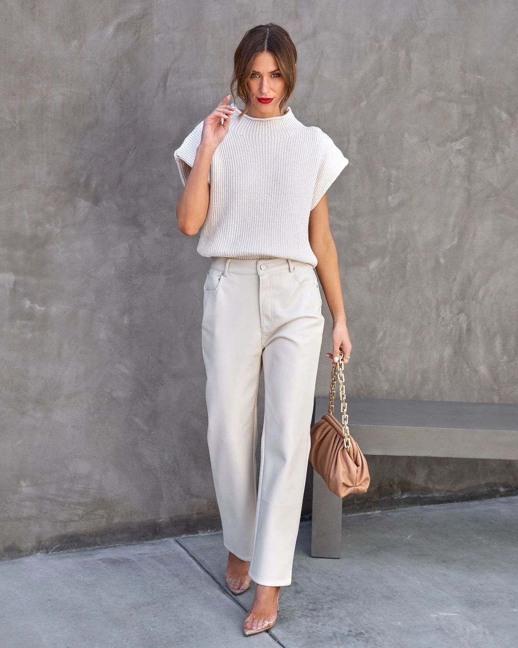 GILL-001 Caidynn Knit Sweater Vest - Cream - FINAL SALE - Image 5