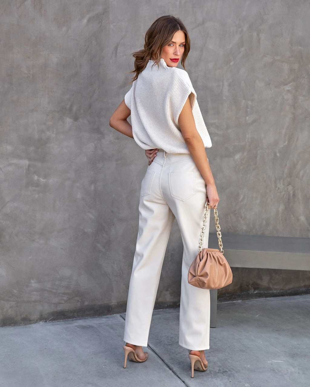 GILL-001 Caidynn Knit Sweater Vest - Cream - FINAL SALE - Image 4