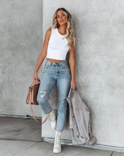 BY T-001 Ciara Seamless Crop Top - White - FINAL SALE