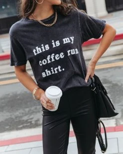 LULU-001 Coffee Errands Cotton Tee - Black - FINAL SALE