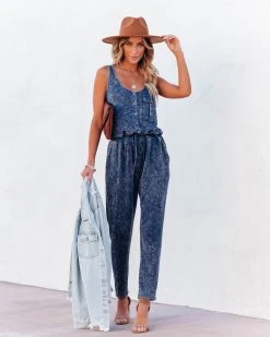 PROM-001 Danica Pocketed Washed Knit Jumpsuit - LAST CHANCE