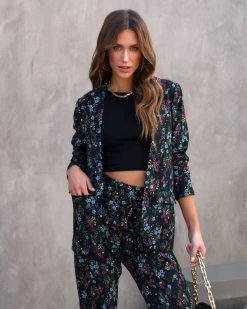 DEE-001 Dolce Life Floral Pocketed Blazer - FINAL SALE