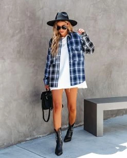 ACOA-001 Double Take Plaid Button Down Top - FINAL SALE