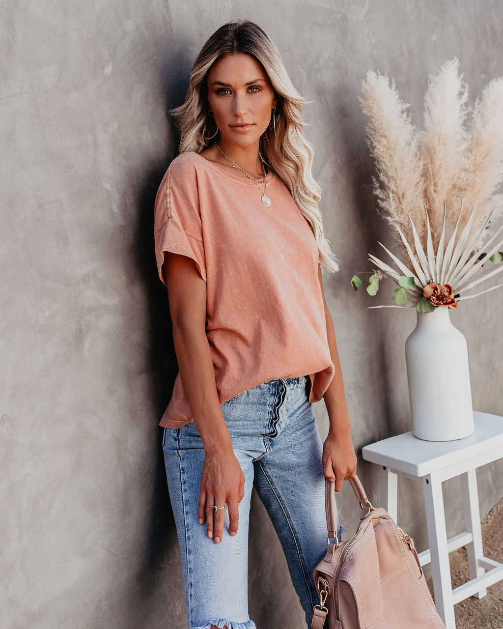 PROM-001 Esther Cotton Mineral Wash Tee - Rose - FINAL SALE - Image 3