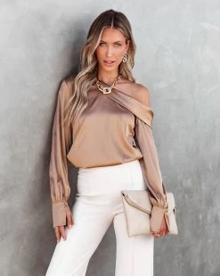 BLU-001 Expensive Taste Satin Off The Shoulder Top - FINAL SALE